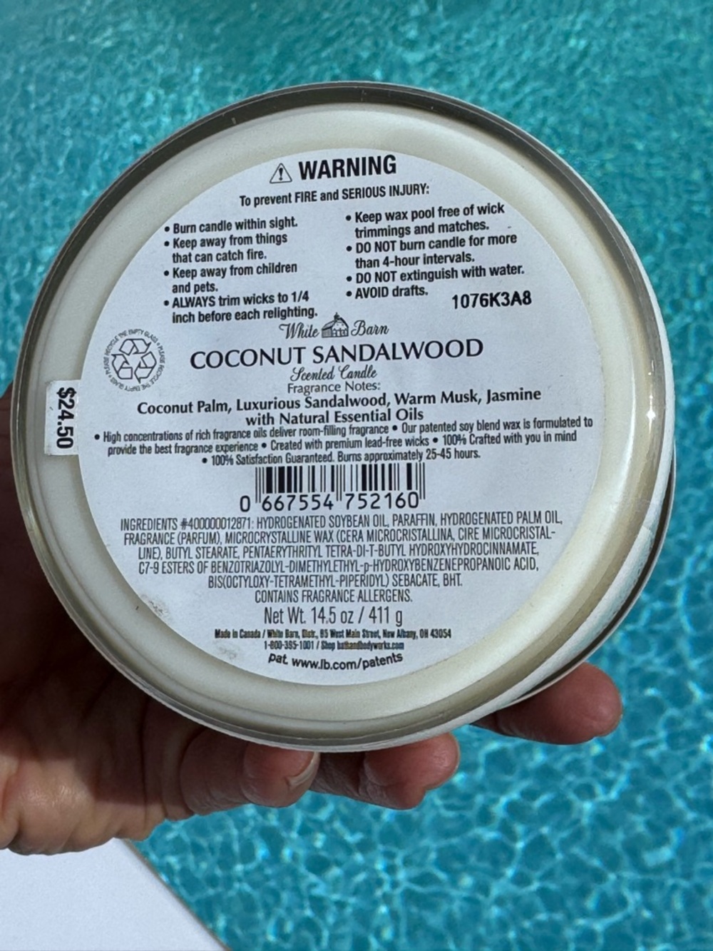 Bath and Body Coconut Sandalwood 3 wick candle - Picture 3 of 3